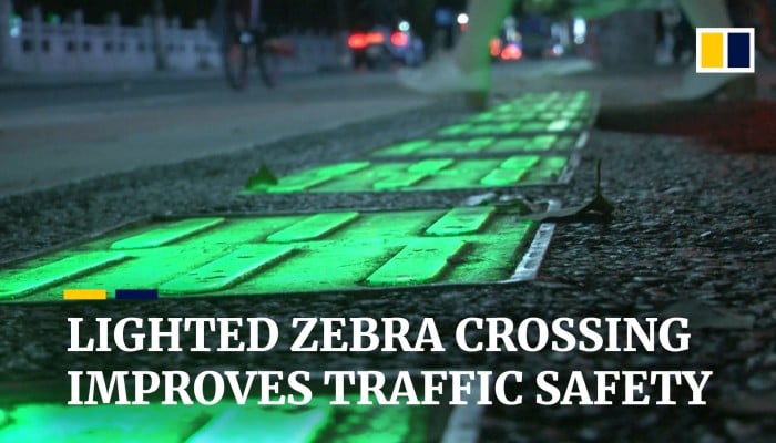 Illuminated zebra crossing helps improve traffic safety in eastern