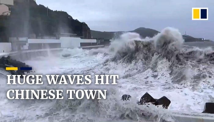 Massive waves batter Chinese seaside town as Typhoon Muifa makes ...