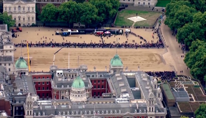 Drone captures footage of huge crowds in London for Queen Elizabeth’s