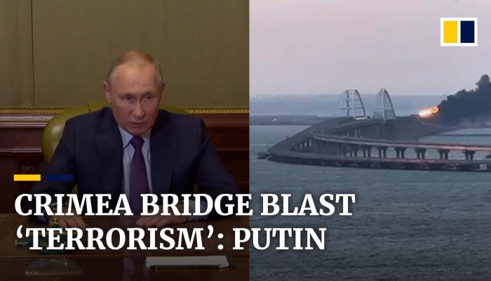 Putin says Ukraine behind Crimea bridge blast, calling it ‘act of ...