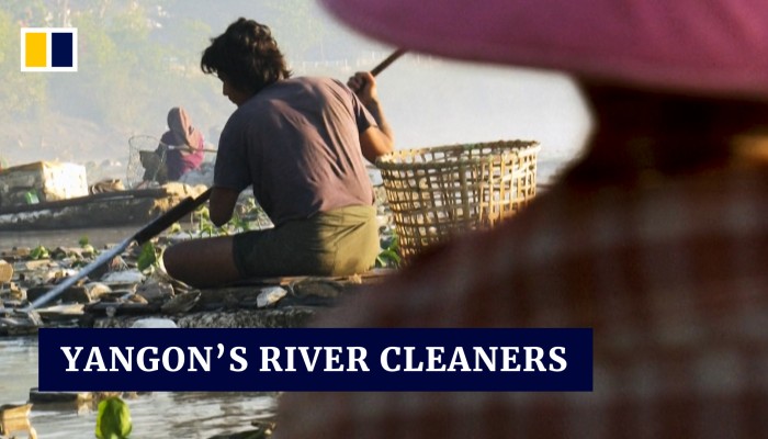 Myanmar’s river cleaners make a living by picking and selling trash ...