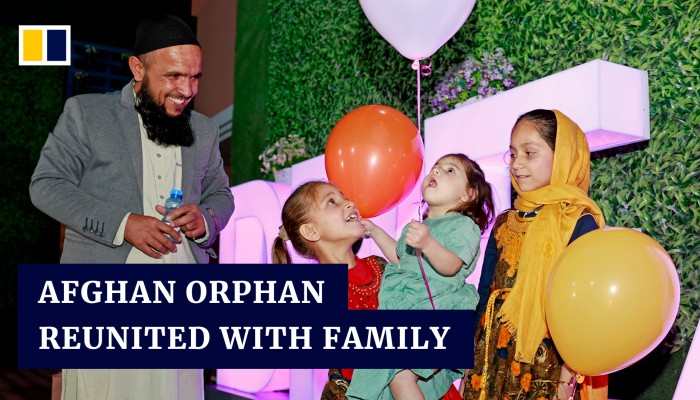 An orphan girl in Afghanistan meets her family after fleeing the Taliban