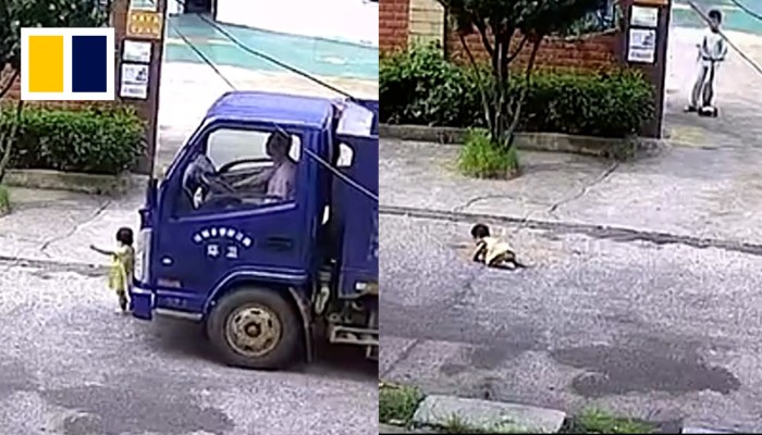 Toddler escapes serious injuries after getting hit by truck | South ...