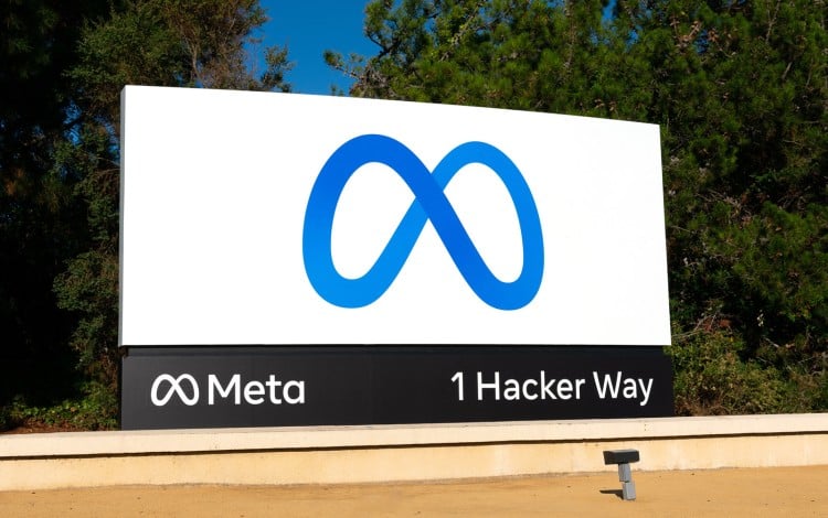 The logo of Meta Platforms is seen outside its headquarters in  Menlo Park, California. Photo: TNS