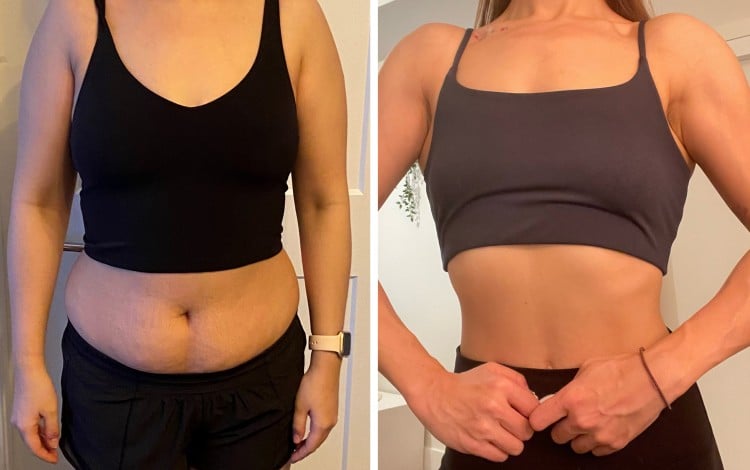 Jenny Yue in February 2021 (left) weighing nearly 78kg, and in January 2023 (right) when she was about 56kg. Having rapidly put on weight during the pandemic, Yue lost it again by eating more healthily and doing regular exercise. Photo: Jenny Yue