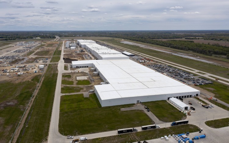 A view of the Ford BlueOval Battery Park under construction in Marshall, Michigan. Photo: Universal Images Group via Getty Images