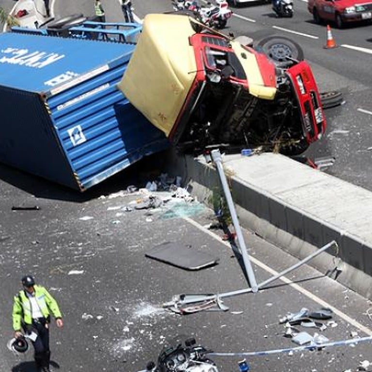 Three injured as container truck crashes in Mei Foo | South China ...