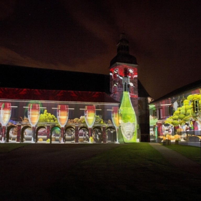 Dom Pérignon launches its Vintage 2004 Champagne with the ‘Expanding Universe’ multi-surface sight and sound projection on the Abbaye d’Hautvillers.