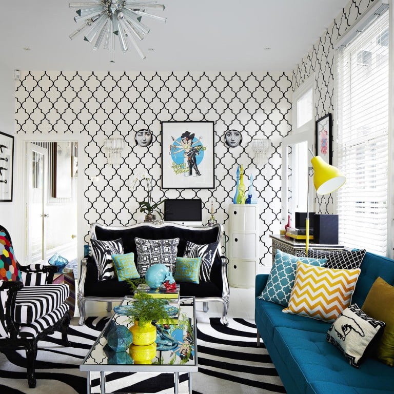 Colorful Cottage Decorating Ideas in red,yellow,blue,black & white