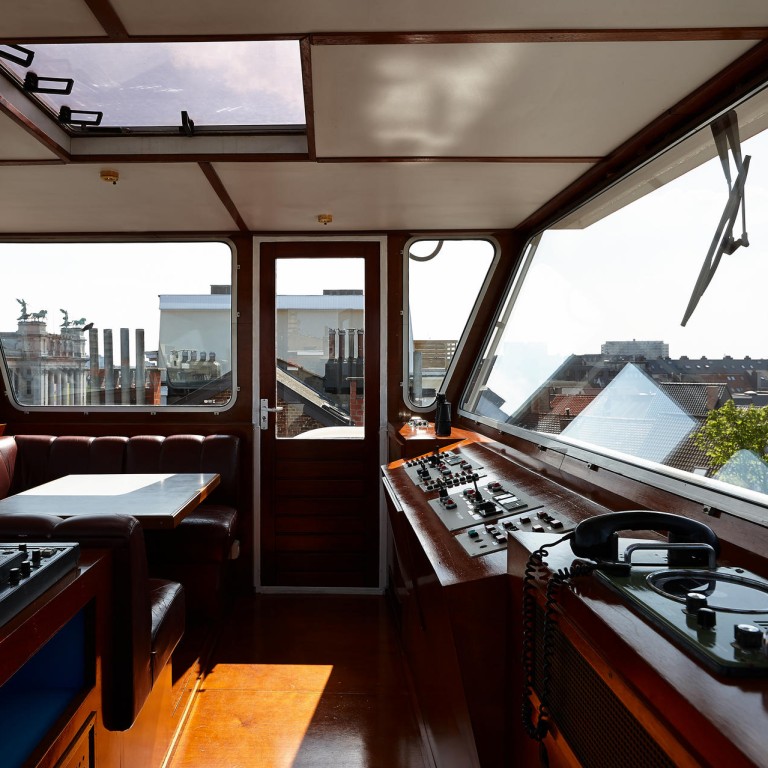 The boat is Eddy Jambers' favourite part of the house and offers magnificent views of Antwerp. Photography: Jan Verlinde / Living Inside