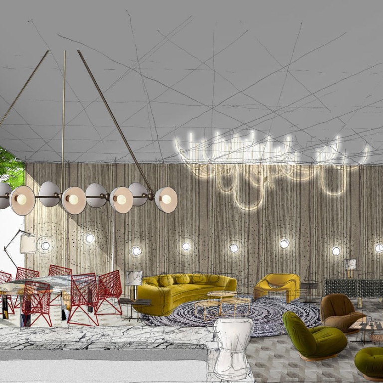 In the lounge, there are colourful furnishings, with rounded sofas and armchairs creating a contrast with cast bronze side tables and a stainless steel dining table. Illustrations: via.