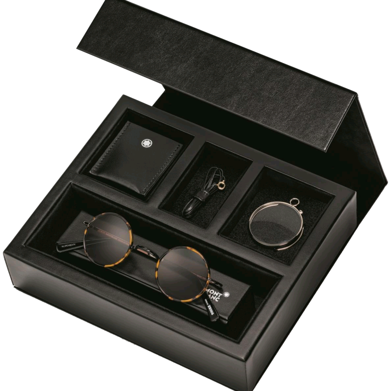 Round Injected Gray Frame Sunglasses - SAR | Montblanc® SA