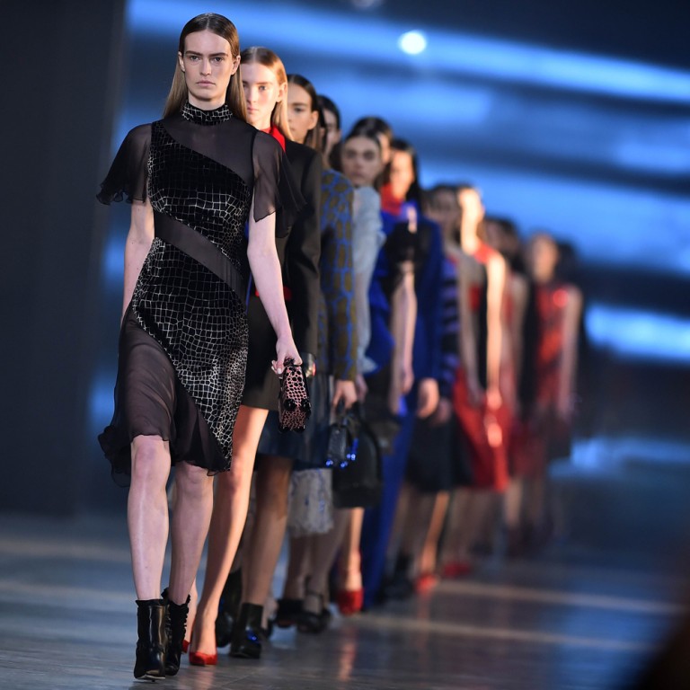 Models present bold and edgy creations from the Christopher Kane autumn/ winter 2015 collection during London Fashion Week. Photos: AFP, Wireimage