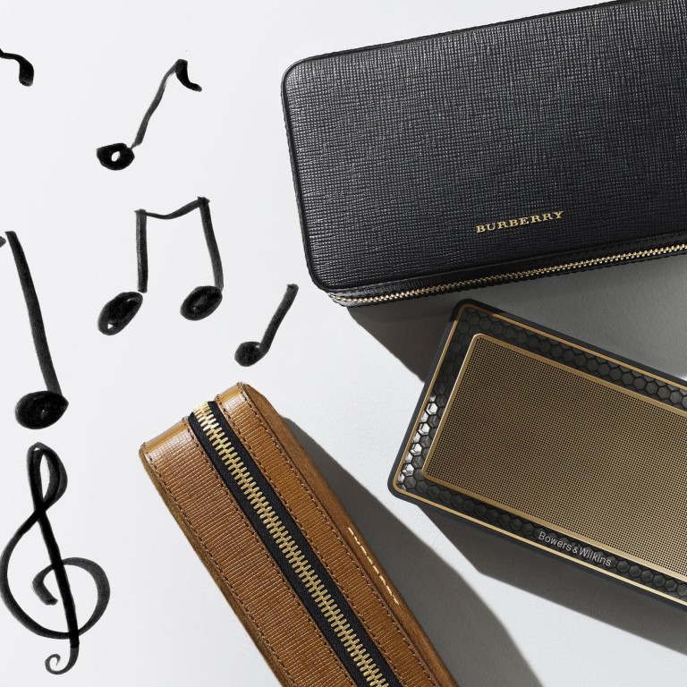 Burberry designs travel case for Bowers & Wilkins' T7 Gold Edition speaker