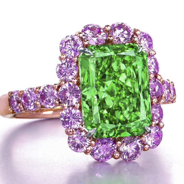 In June this year, a 5.03ct Aurora Green diamond was sold to Chow Tai Fook for HK$130 million. Photo: Christie's