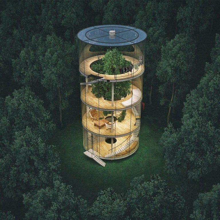 This giant tubular glass treehouse is a childhood dream come true