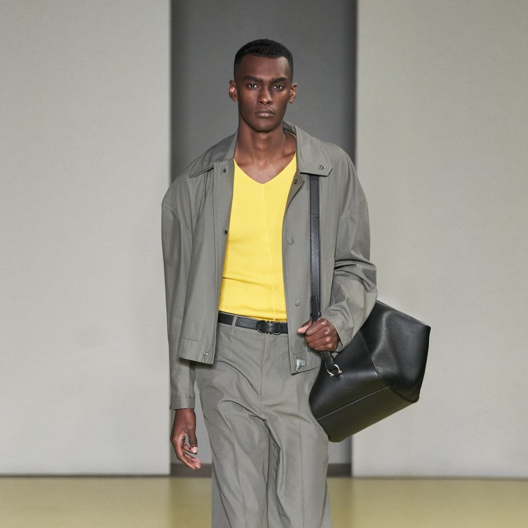 This look from Ferragamo’s menswear for spring/summer 2021 uses Pantone’s two colours of the year. Photo: Ferragamo