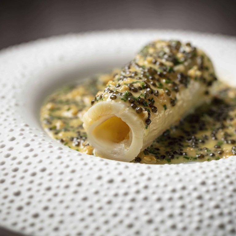 An elegant fish maw dish at Vea Restaurant and Lounge in Hong Kong – could they soon be favouring the lab grown kind? Photo: Handout