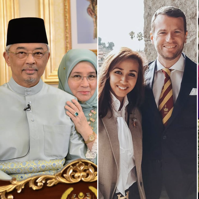 3 couples, 3 unique love stories: Sultan Abdullah Ri’ayatuddin & Tunku Azizah; Tengku Zatashah & Aubry Mennesson, Tunku Ismail Idris and Khaleeda Bustamam. Photos: @airtangan_tunkuazizah @zatashah @ymchepuankhaleeda/Instagram