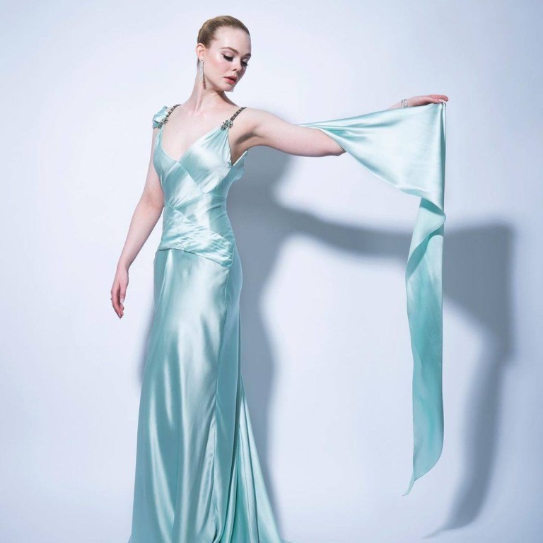 Elle Fanning in a Gucci dress, with Fred Leighton earrings, just one of the stars who dressed up for the virtual 78th Golden Globes on February 28, 2021. Photo: Handout