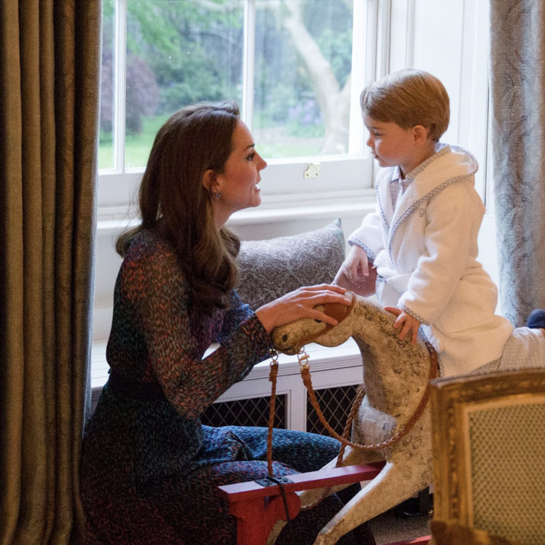 Times that photos of the royal family – including the Duchess of Cambridge seen here with Prince George at Kensington Palace – gave away details of their homes. Photo: EPA, @theroyalfamily/Instagram
