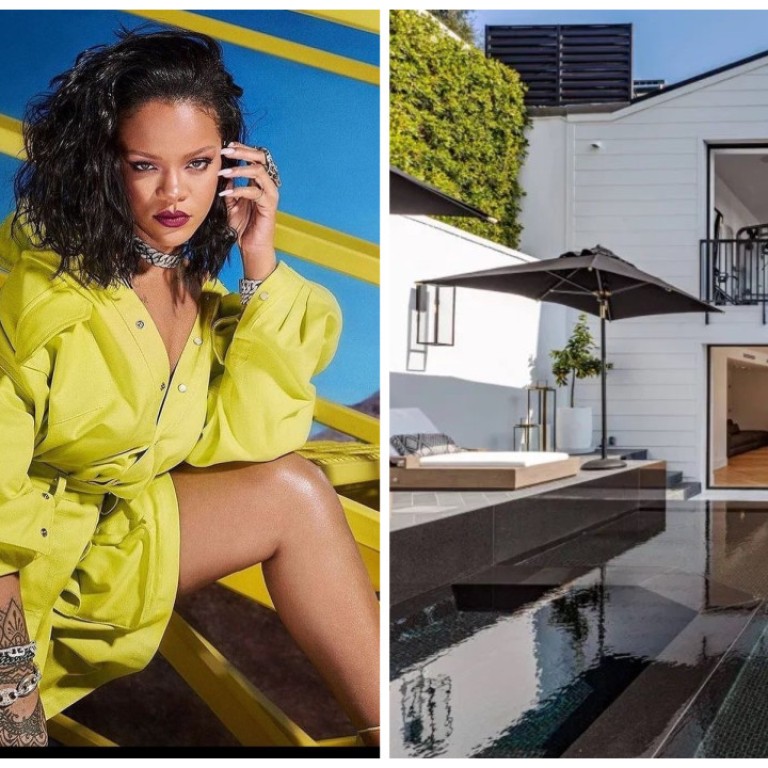 Rihanna and her Beverly Hills property. Photos: @badgal__rihanna/ Instagram, @FentyStats/Twitter