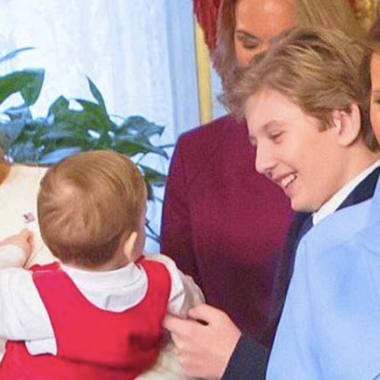 Barron Trump shows the love with his nephews Theodore and Joseph Kushner. Photos: @barronupdate/Instagram, Getty Images