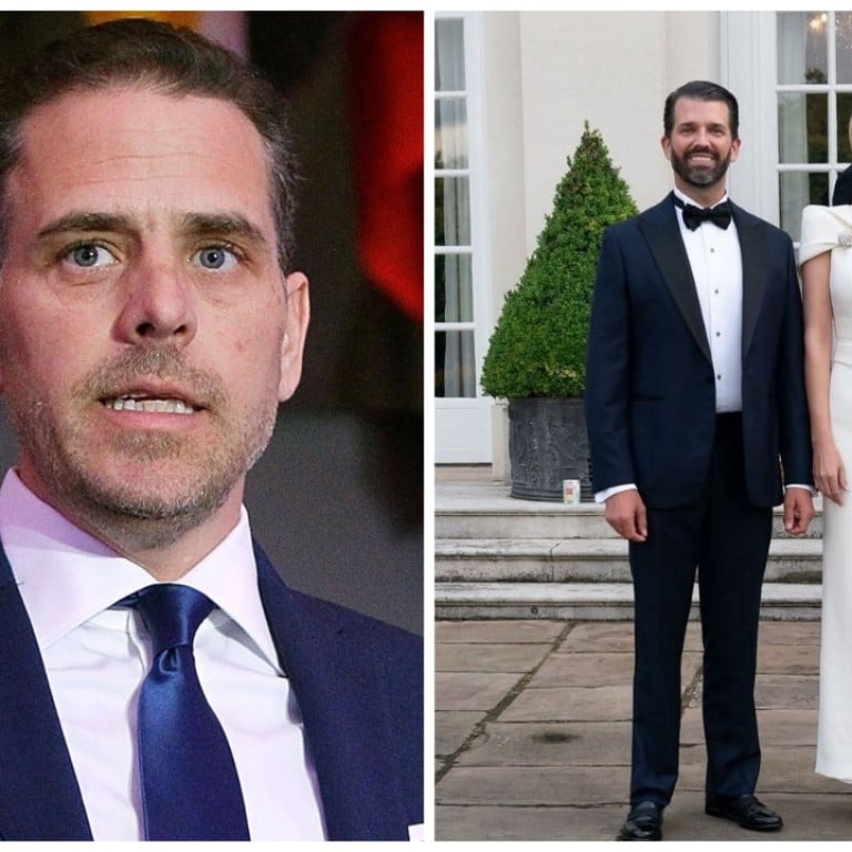 The feud between US President Joe Biden’s son Hunter Biden, left, and Trump kids Donald Trump Jr, Ivanka Trump and Eric Trump continues. Photo: @slimefin/ Twitter, @erictrump/ Instagram
