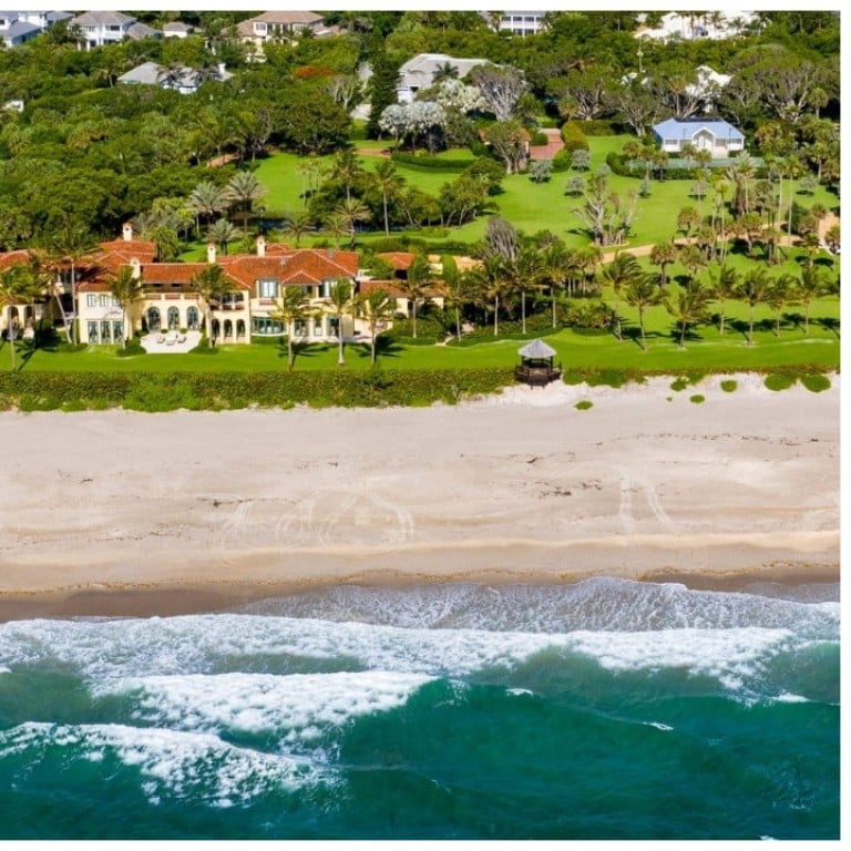 Larry Ellison and his new beachfront mansion in Florida. Photos: AP, Douglas Elliman