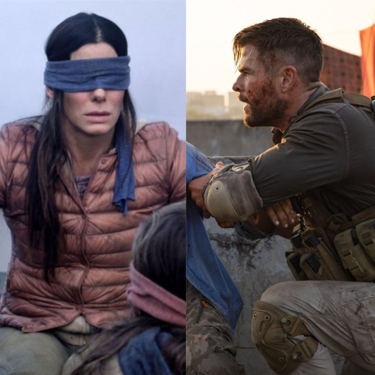 Netflix’s Murder Mystery, Bird Box and Extraction. Photos: @Filmofilofilmu/Twitter, Netflix