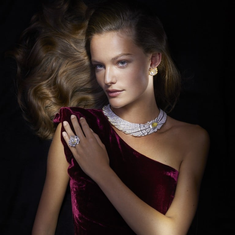 The transformable Halley necklace and ring, inspired by the comet of that name. The necklace features a removable pear-shaped yellow diamond that can be positioned on the ring. Photos: Van Cleef & Arpels