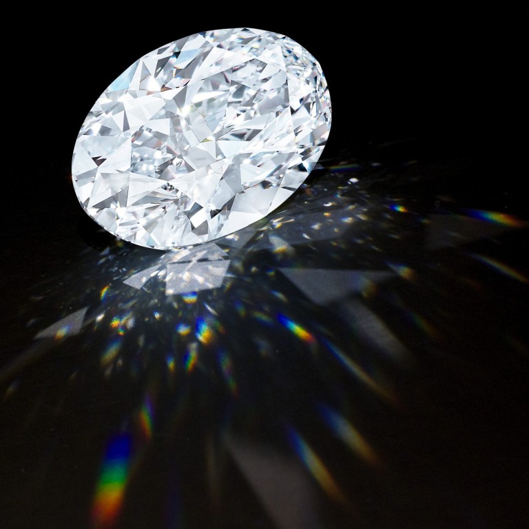 The 102.39-carat D-colour flawless oval diamond, sold at auction for US$15.6 million by Sotheby’s Hong Kong. Photo: Sotheby’s