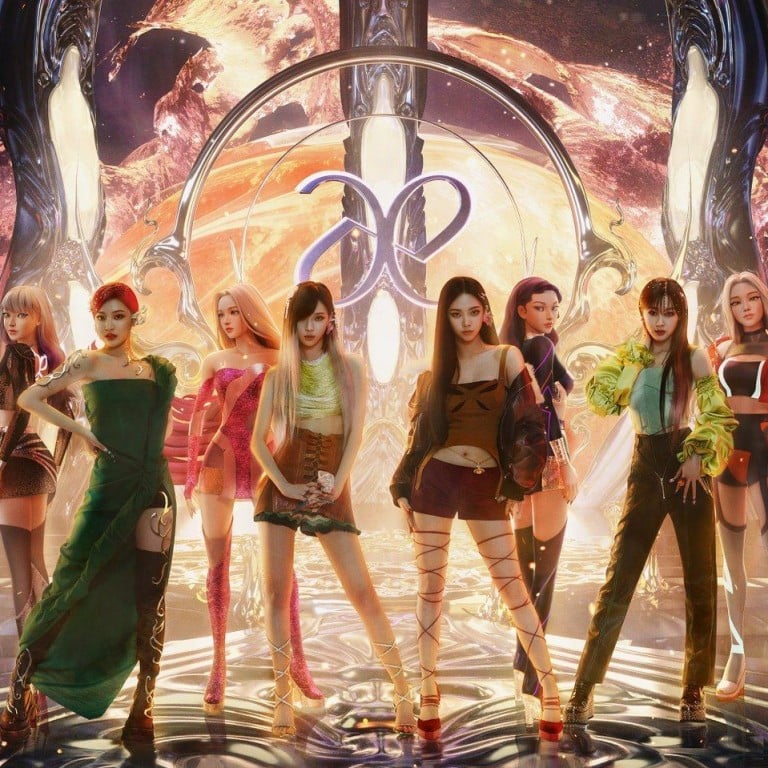 Aespa members with their avatars. Photo: @saiasei/Twitter