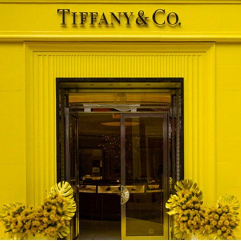 Tiffany & Co.’s yellow pop-up in Beverly Hills, a sign that the April Fool’s switch to yellow from the brand’s classic robin’s egg blue was more than just a joke. Photo: Tiffany & Co.