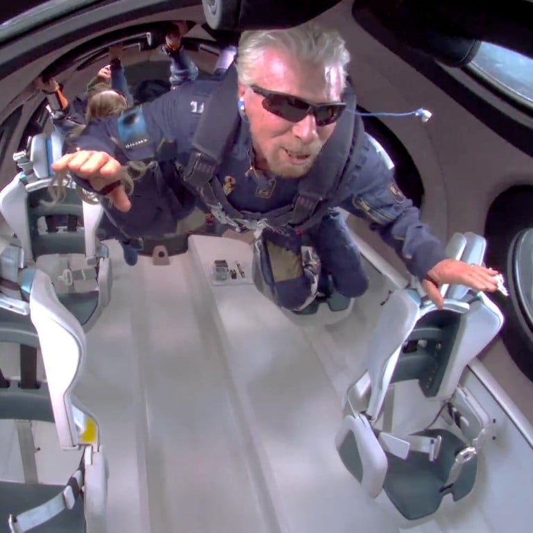 Billionaire Richard Branson floats in zero gravity on board Virgin Galactic’s passenger rocket plane VSS Unity after reaching the edge of space on July 11, launching a new era in luxury experiences. Photo: Virgin Galactic/Handout via Reuters