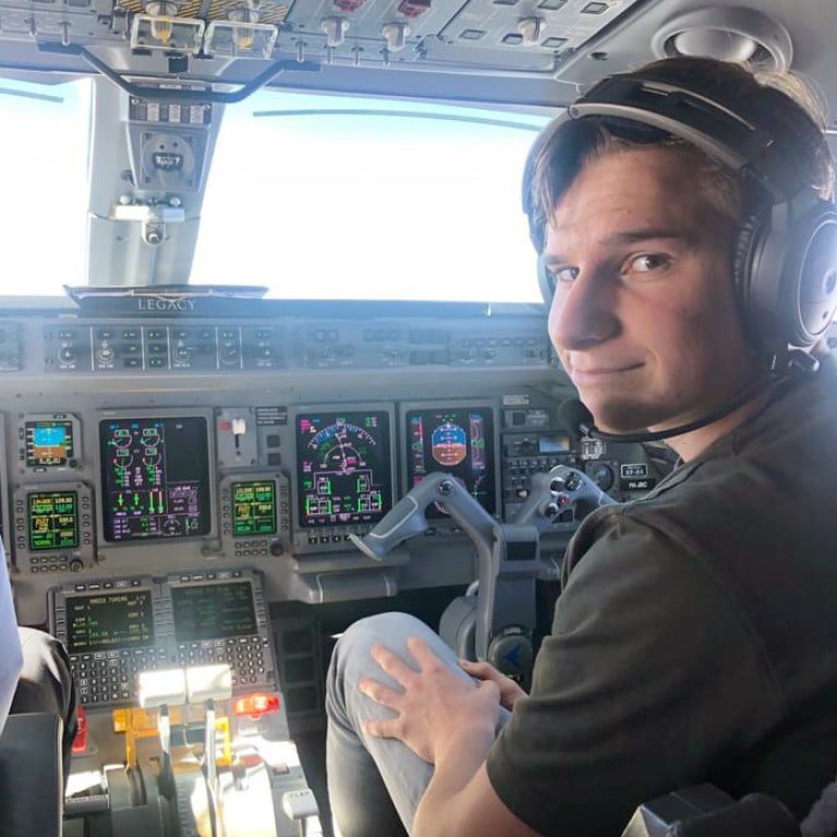 This 2021 photo provided by his family shows Oliver Daemen in an airplane cockpit. The 18-year-old from the Netherlands is about to become the youngest person in space. Blue Origin announced Thursday, July 15, 2021, that the teenager will be traveling on the July 20 launch in West Texas. (Daemen Family via AP)