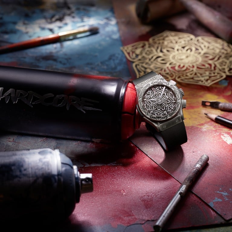 Hublot’s latest contribution to this genre is the Classic Fusion Chronograph made in collaboration with the American artist and activist Shepard Fairey. Photo: Hublot