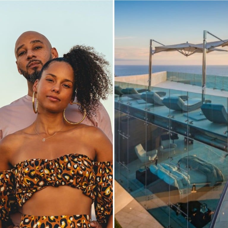Alicia Keys and Swizz Beatz just sold a house in Phoenix (left) but still own an ultra-modern clifftop home in La Jolla, California (right). Photos: TopTenRealEstateDeals.com, @aliciakeys/Instagram