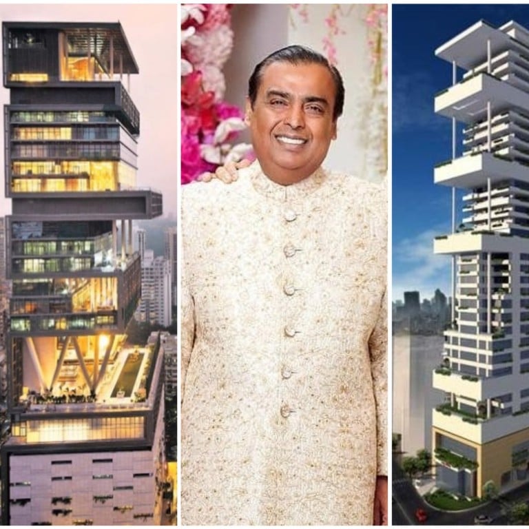 Mukesh Ambani’s Antilia home and Gautam Singhania’s JK House. Photos: @maria_dashkevic; @ambani_akash/Instagram; TPA; @CNBCTV18Live/Twitter