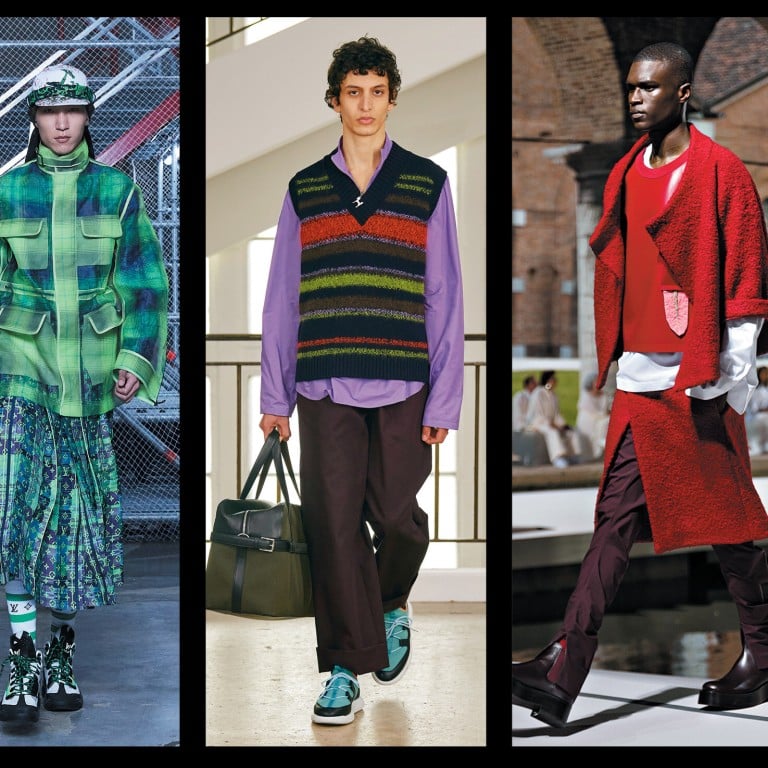 Loose and laid-back is the look of the moment as WFH effects men’s autumn/winter styles. Photos (from left): Louis Vuitton, Hermès,
Valentino, Prada, Fendi, Tod’s.