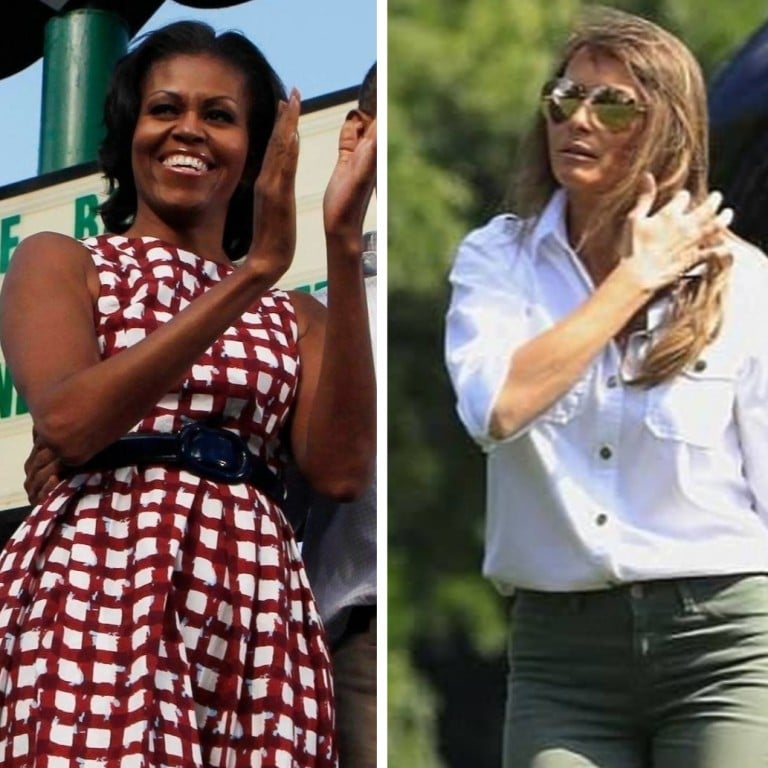 Former US first ladies Michelle Obama, Melania Trump and Betty Ford were just as likely to wear affordable fashion as designer labels. Photos: Reuters, @melaniatrump.style/Instagram, blog.vintagevixen.com