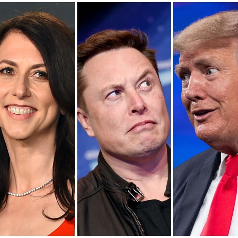 MacKenzie Scott outshines Jeff Bezos and Elon Musk when it comes to generosity, while Donald Trump has fallen off Forbes’ top givers list. Photos: AP, AFP