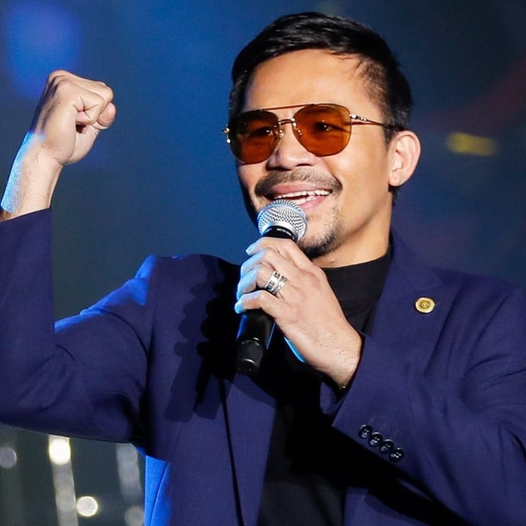 Legendary Filipino boxing champion and senator Manny Pacquiao at the launch of his own crypto currency in Manila in September 2019. In September, Pacquiao, the first fighter to be world champion at eight different weights, accepted the nomination of his PDP-Laban party to run for president in 2022. Photo: EPA-EFE