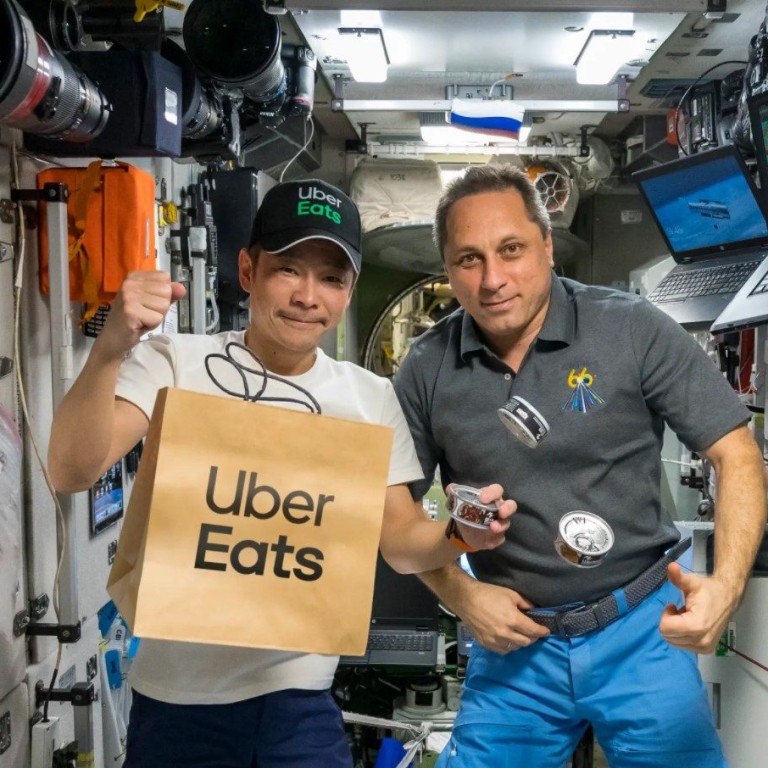 Yusaku Maezawa aboard the International Space Station: The Japanese billionaire who “paid US$80 million” to deliver canned food to space. Photo: Uber Eats