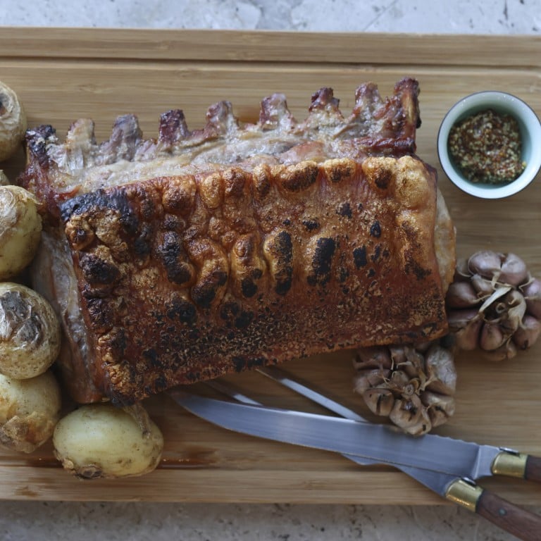 Pork Rack Cooked How to make five-spice roasted pork rack with crispy crackling and meat ...