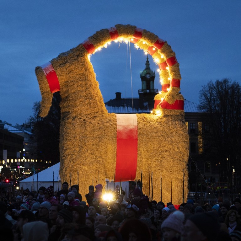 Giant Swedish Christmas goat torched again after fiveyear respite