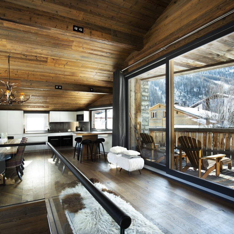 This luxury chalet in the village of Saas Fee in the Swiss Alps has five bedrooms, sleeping up to 13 people. Photo: Savills