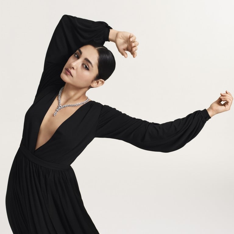 Actress Golshifteh Farahani wearing Cartier’s Coruscant necklace. Photos: Cartier