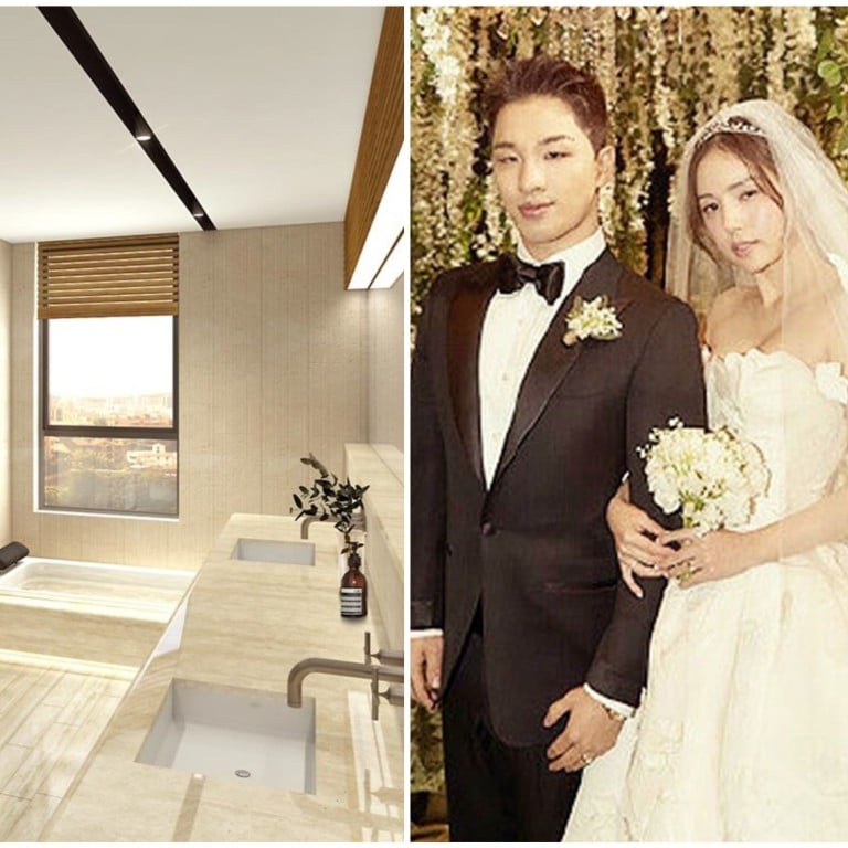 Taeyang and Min Hyo-rin, and what the bathroom of their new home could look like. Photos: Janghak Paarc Hannam/YG Entertainment