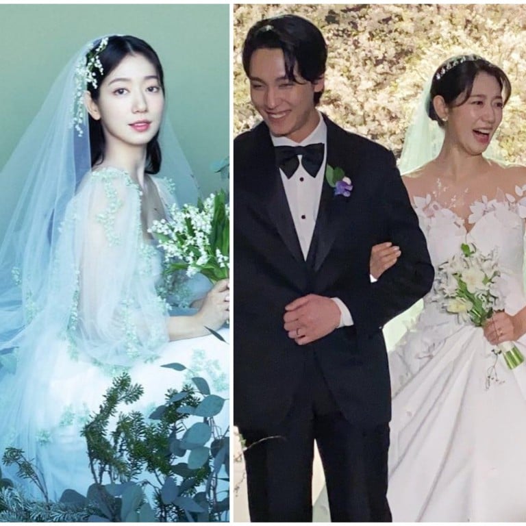 Park Shin-hye wore four wedding gowns for her wedding celebration and pre-wedding photoshoot. Photos: @moniquelhuillier, @oscardelarenta/Instagram; @kdrama_menfess/Twitter